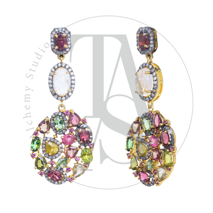 Aurora Multi Tourmaline Cascading Earrings