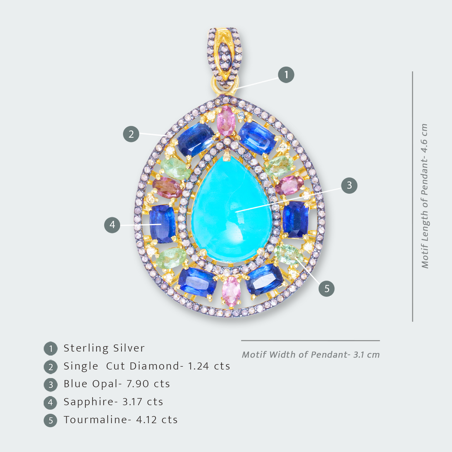 Azure Blue Opal Pendant