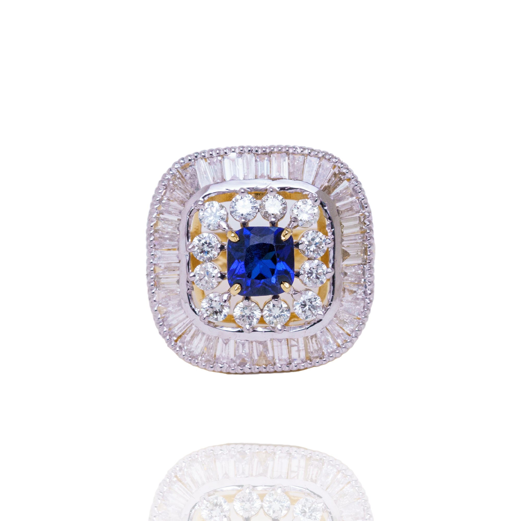 Sapphire Cushion Diamond Ring