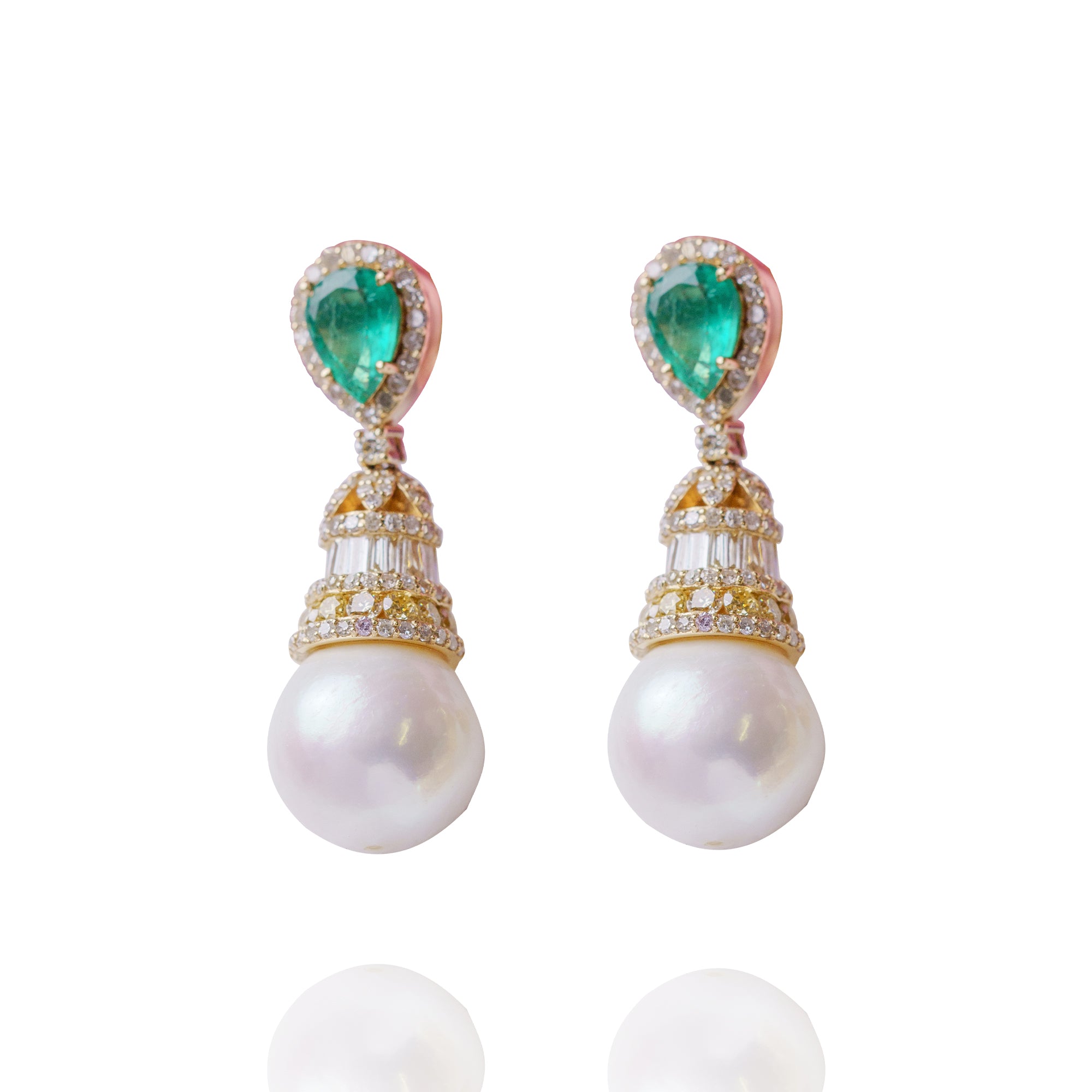 Nova Sonata Emerald Diamond Earrings