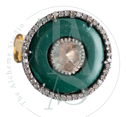 Elroy Malachite and Uncut Diamond Ring