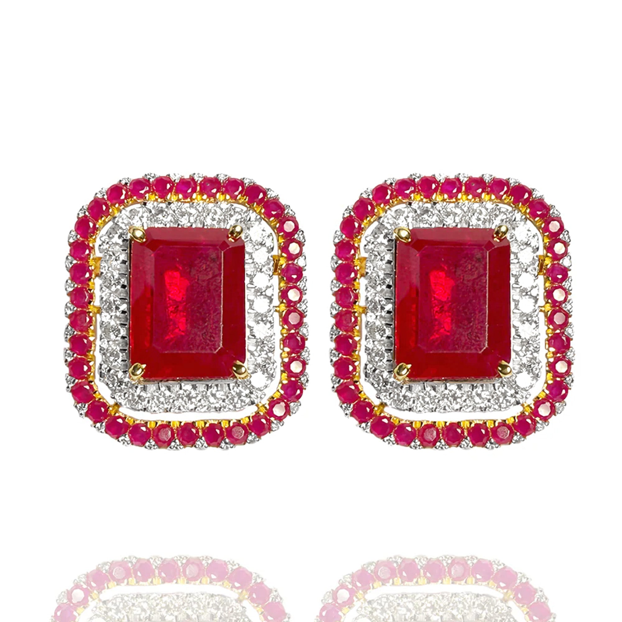 Crimson Glow Diamond Ruby Earrings