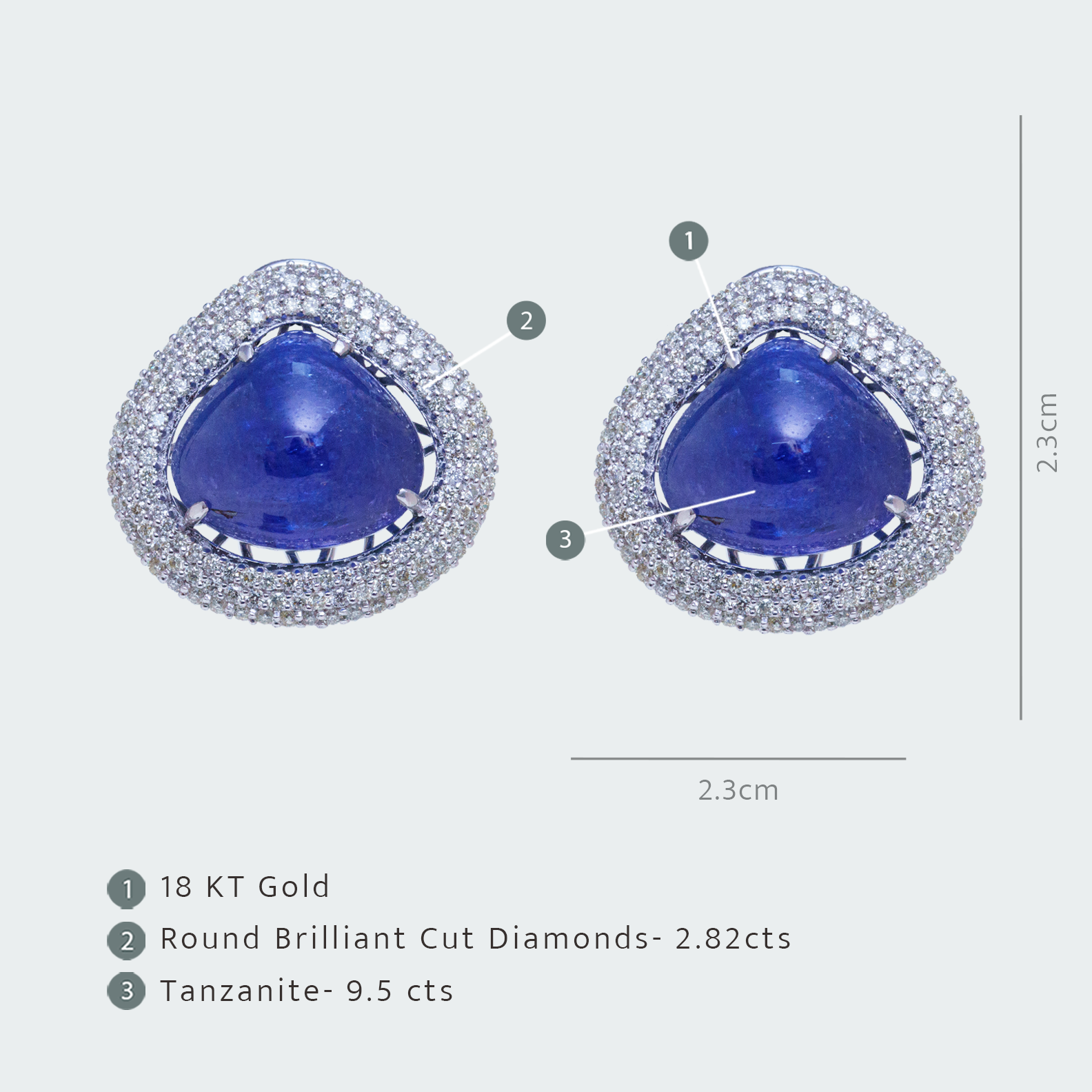 Cushion Tanzanite Earrings