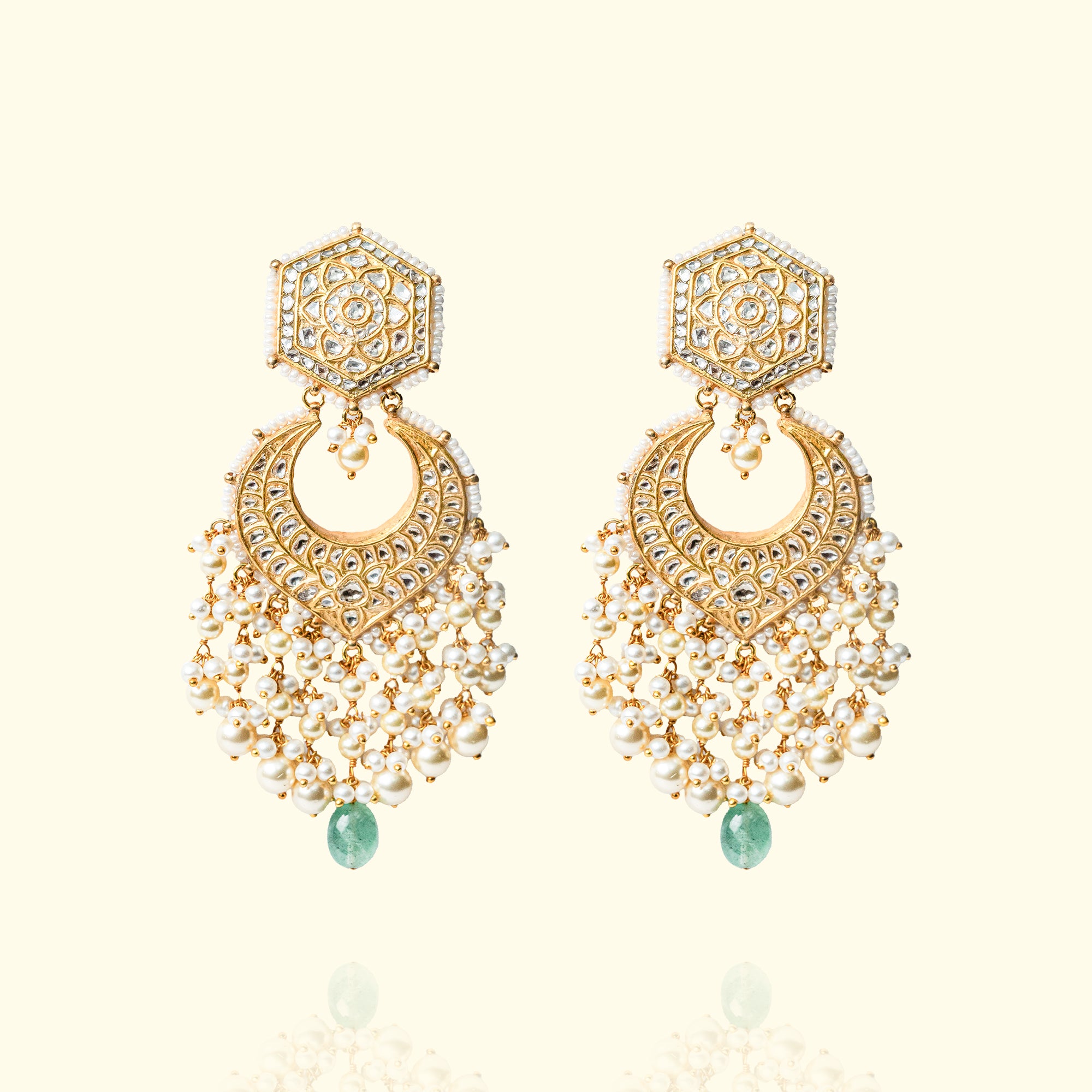 Nargis Emerald Polki Chandbalis