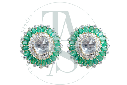 Triya Emerald and Polki Earrings
