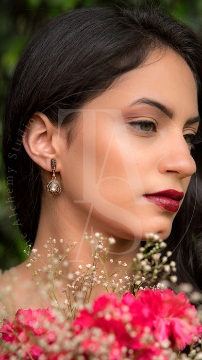 Odette Trillion Dangling Uncut Diamond Earrings