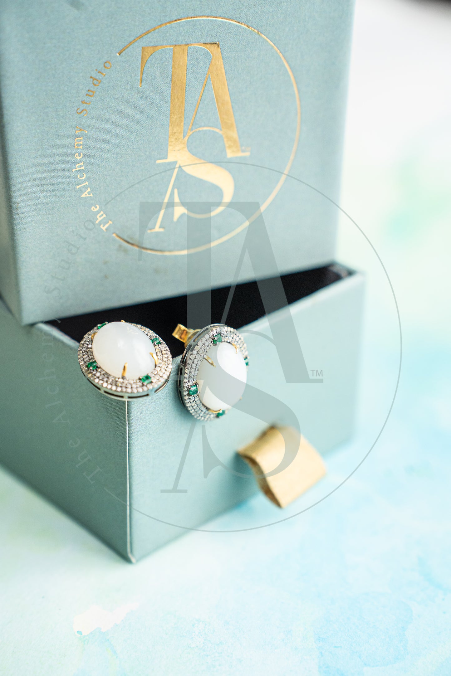 Inara Moonstone and Emerald  Earrings
