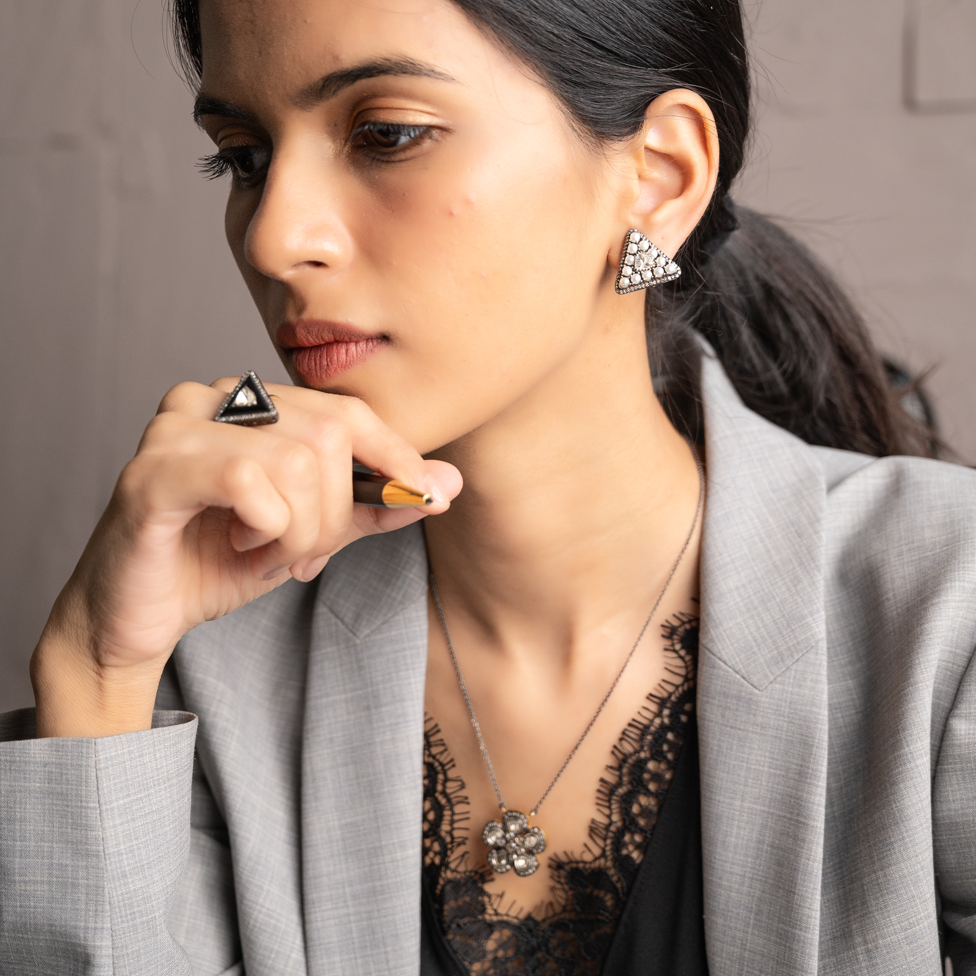 Allete Polki Pearl Earrings