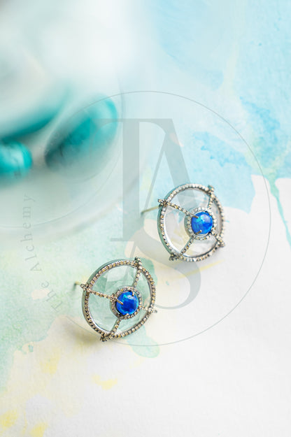 Cosette Blue Opal and Crystal Earrings