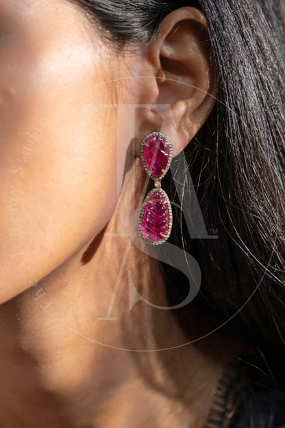 Donya Ruby and Diamond Earrings