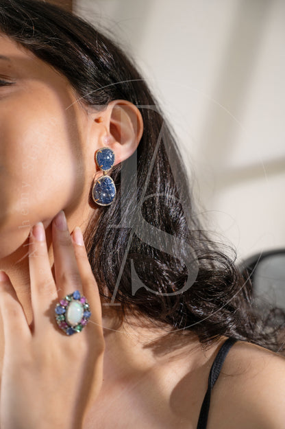 Emery Blue Sapphire and Diamond Earrings
