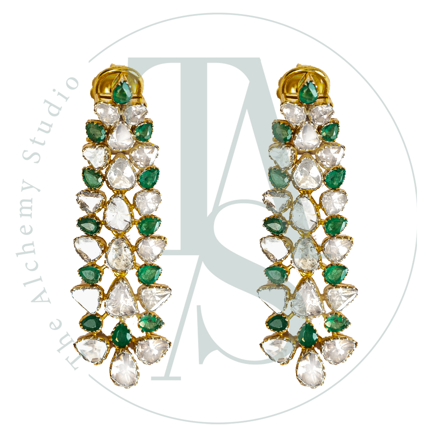 Emerald Waterfall Uncut Diamond Earrings