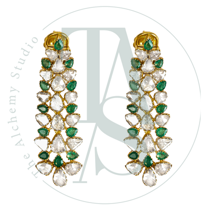 Emerald Waterfall Uncut Diamond Earrings