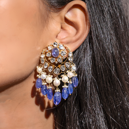 Tanzanite Chand Earrings