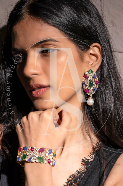 Abelia Colourful Uncut Diamond Earrings
