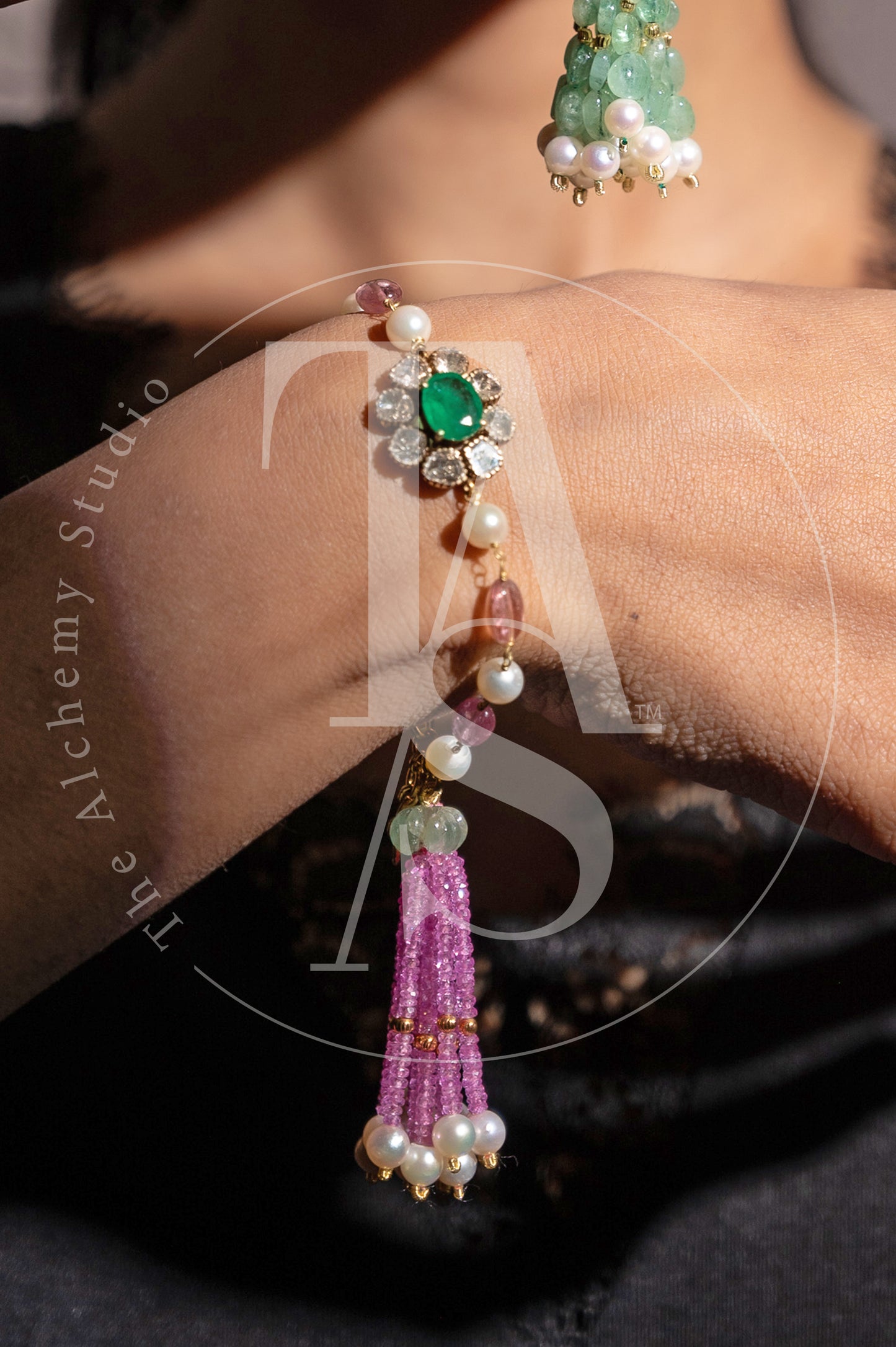 Amala Uncut Diamond and Emerald Bracelet
