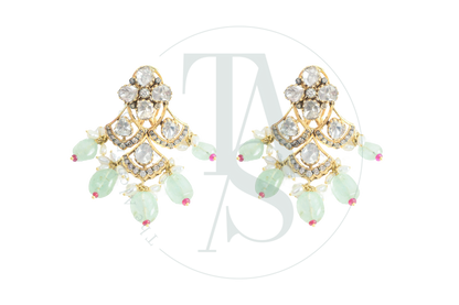Tahira Polki and Diamond Flower Waterfall Earrings