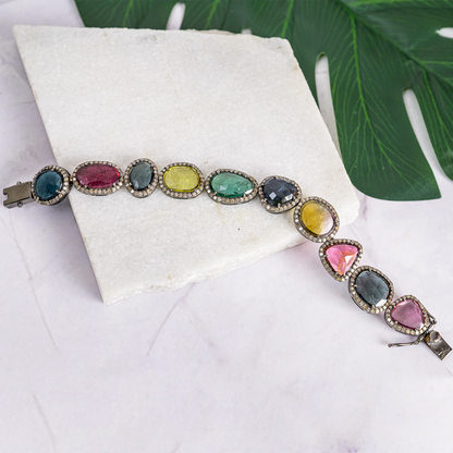 Signet Tourmaline and Diamond Bracelet