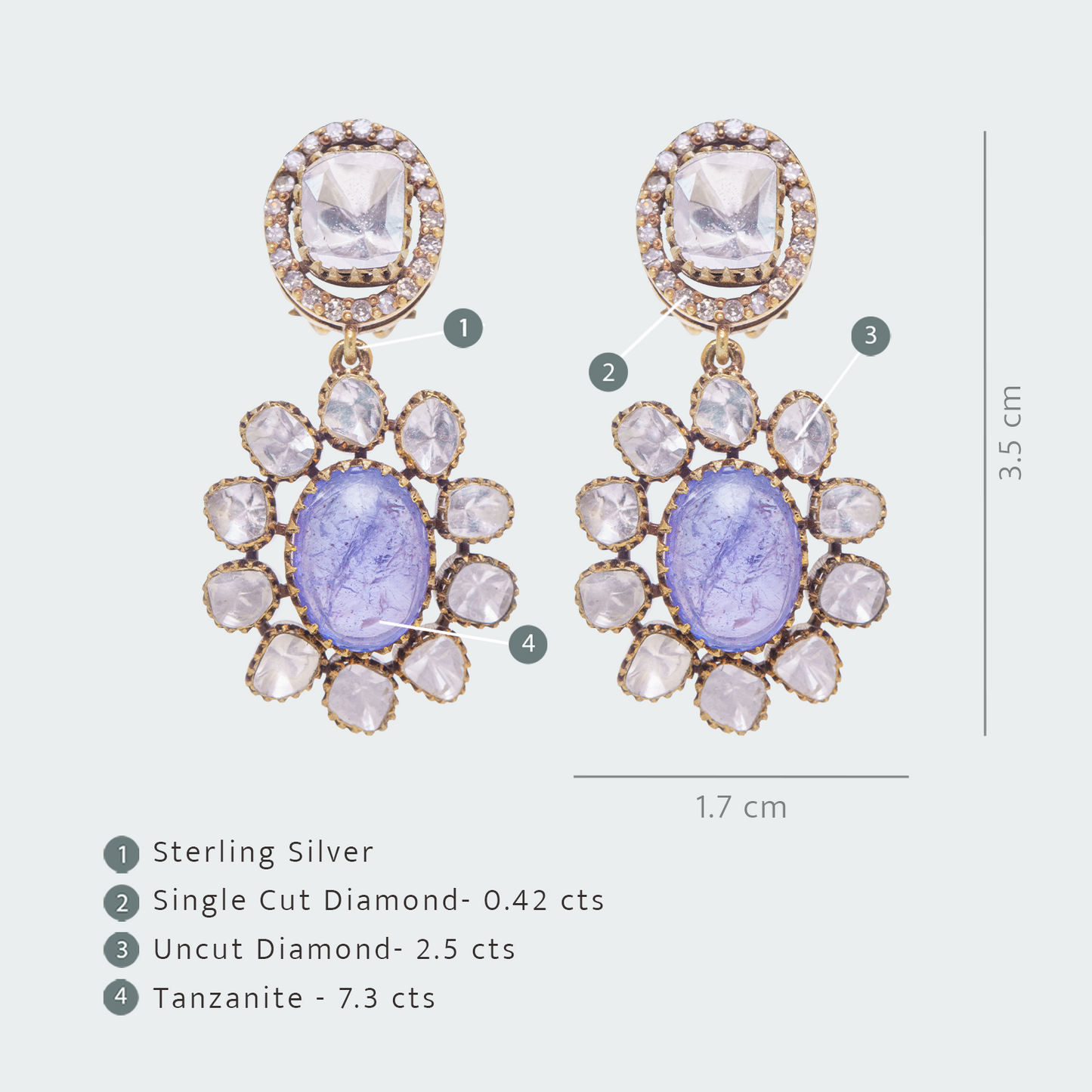 Dahlia Tanzanite Uncut Diamond Earrings