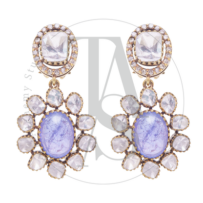Dahlia Tanzanite Uncut Diamond Earrings