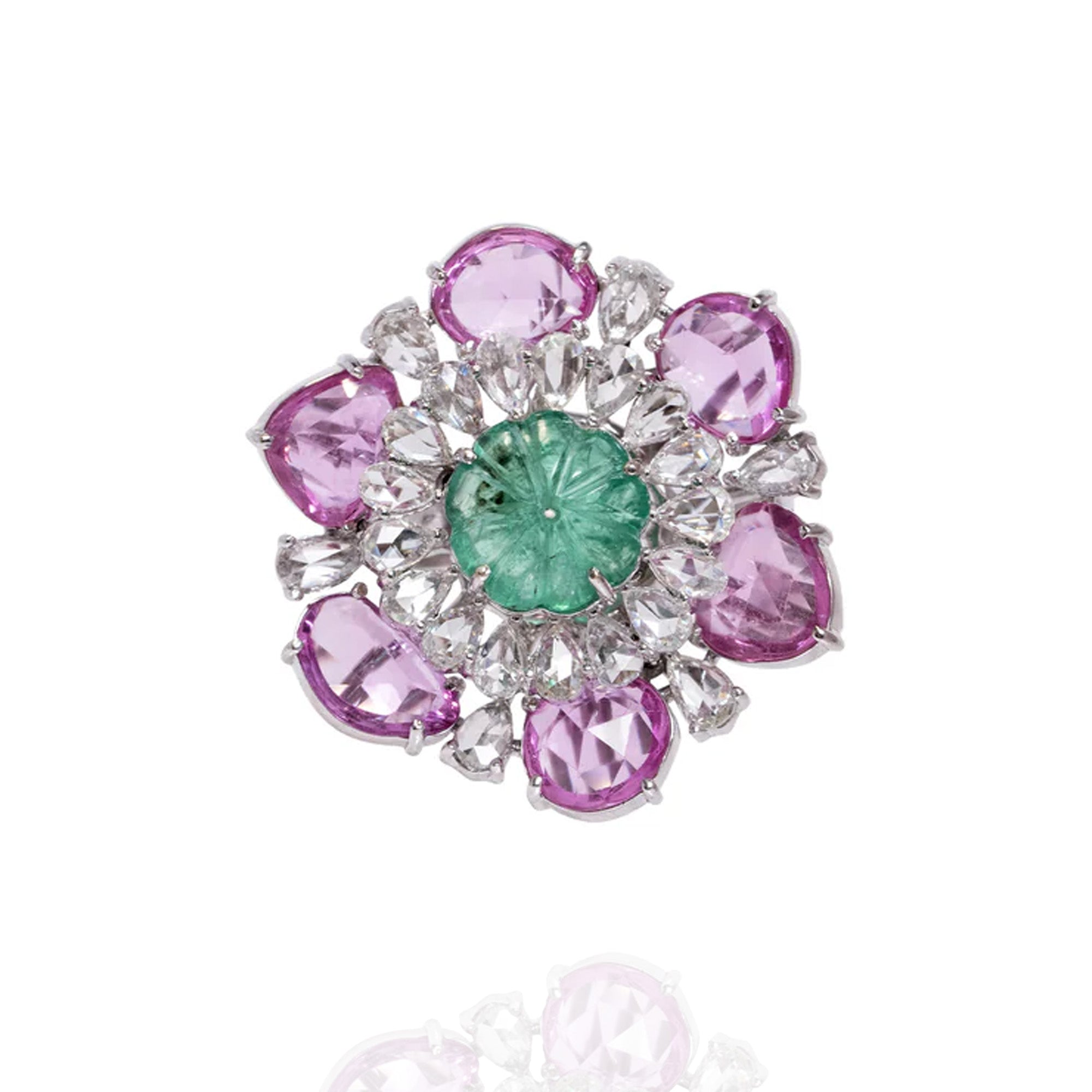 Delia Rose Cut Diamond Emerald Ring
