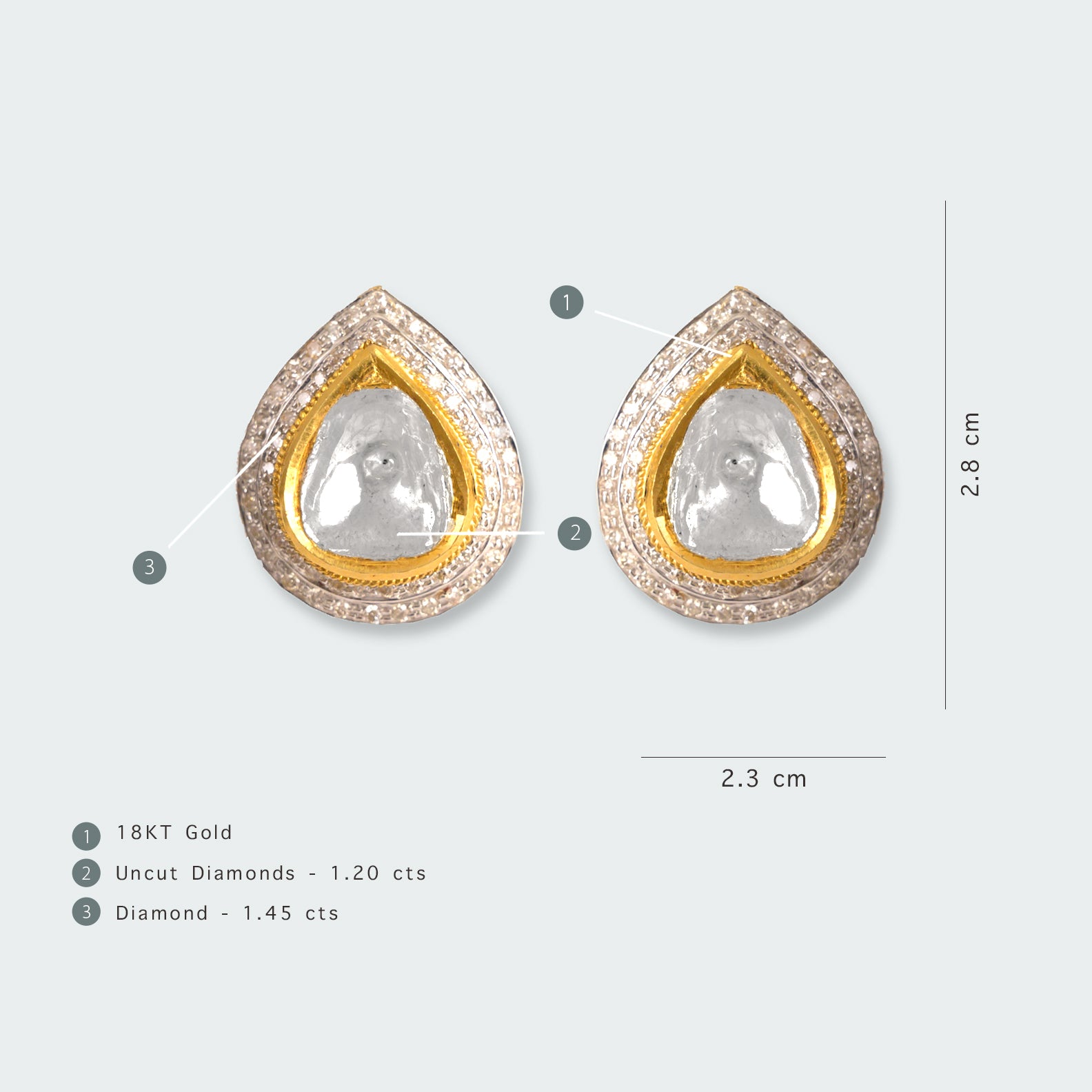 Dual Diamond Drop Studs