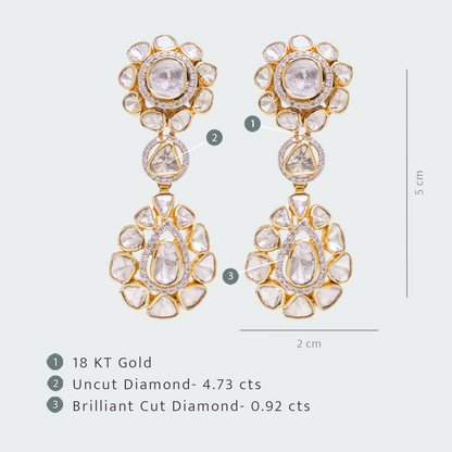 Dual Flower Drop Earrings