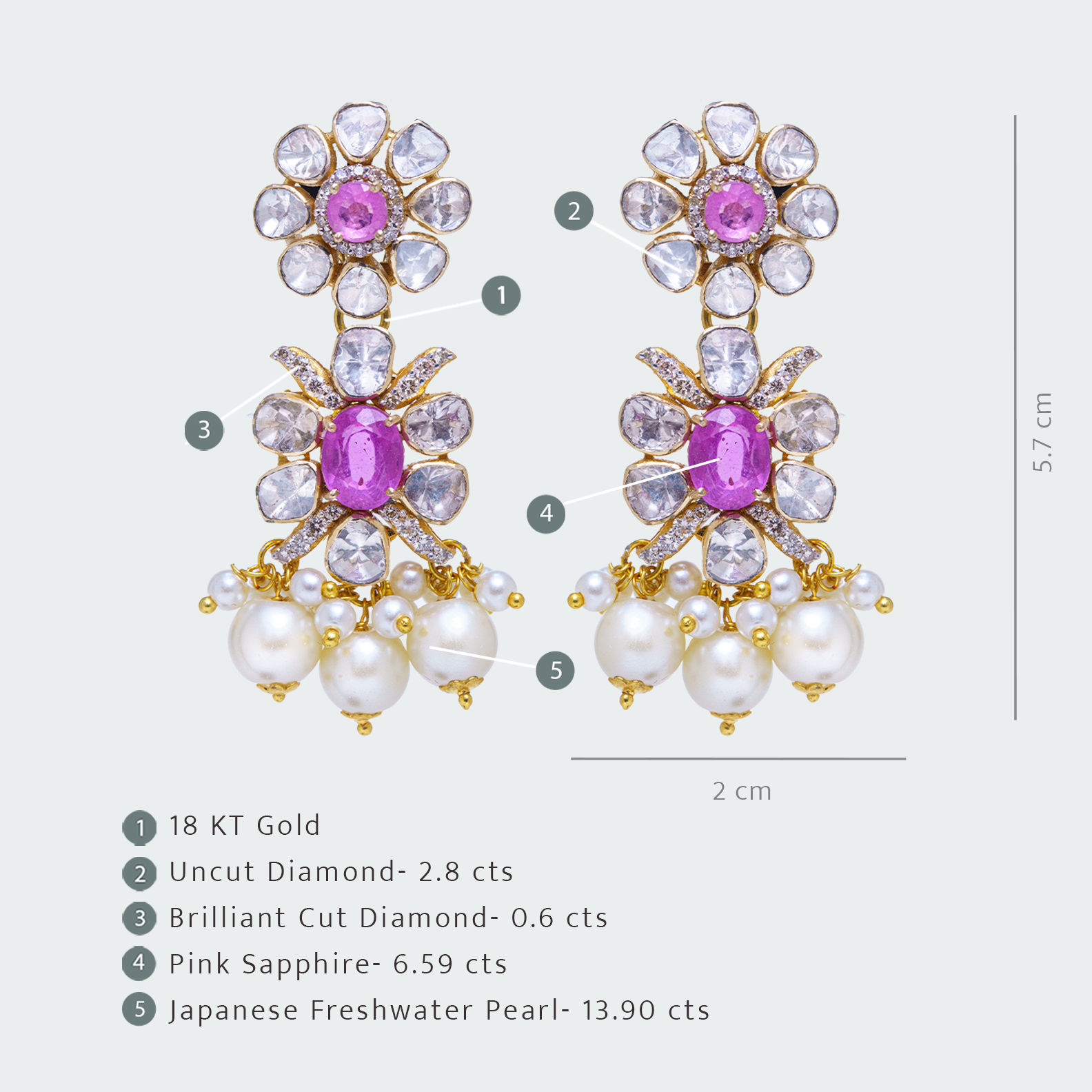 Dual Pink Sapphire Flower Earrings