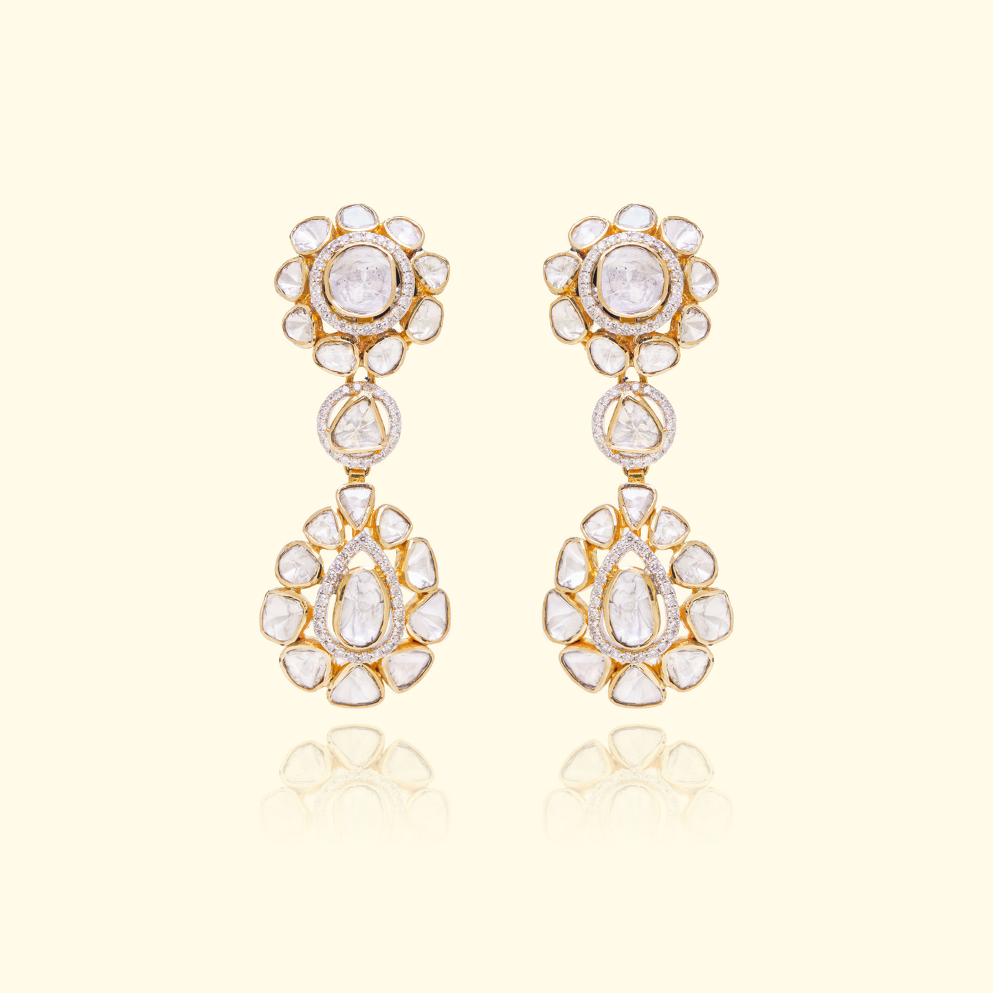 Dual Flower Drop Earrings