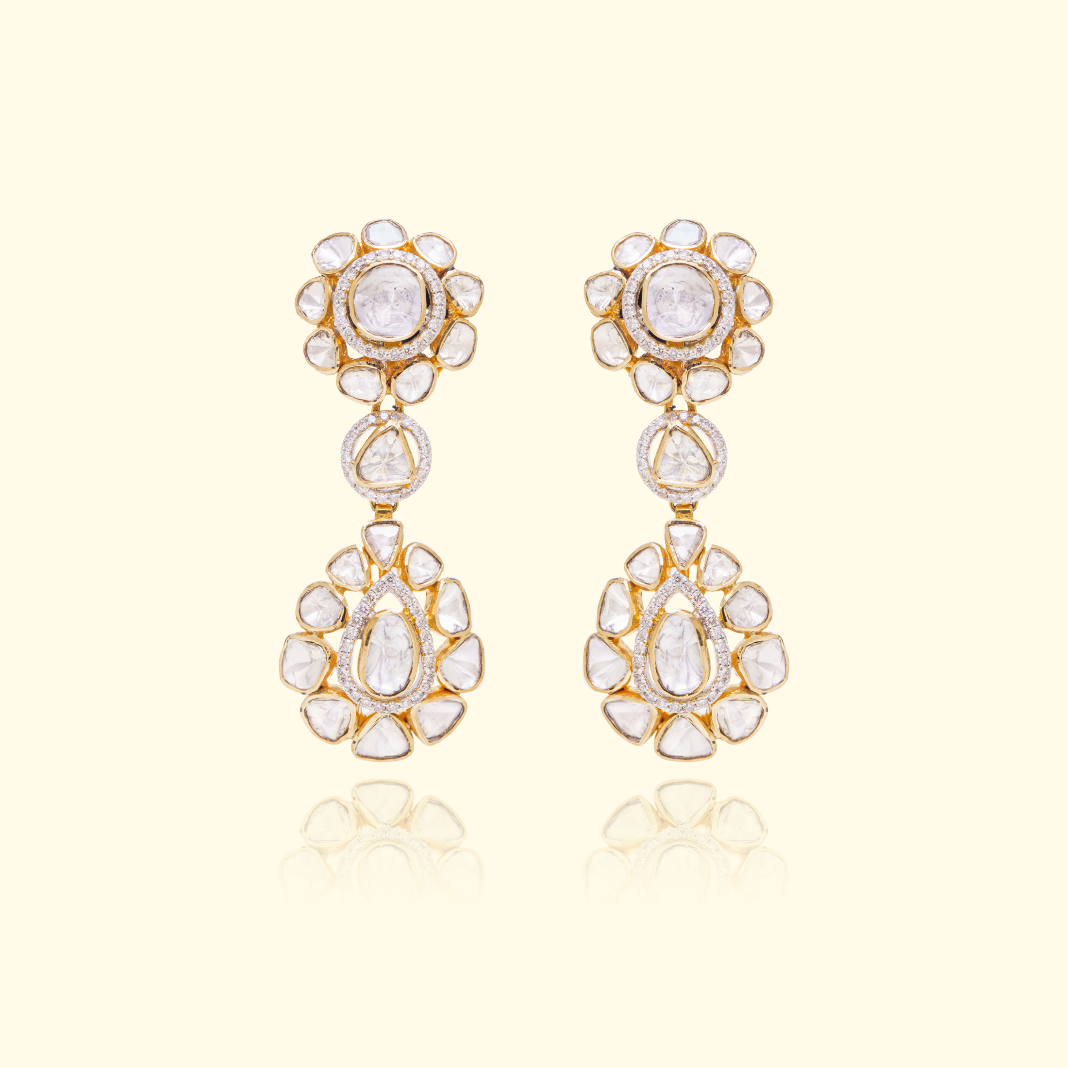 Dual Flower Drop Earrings