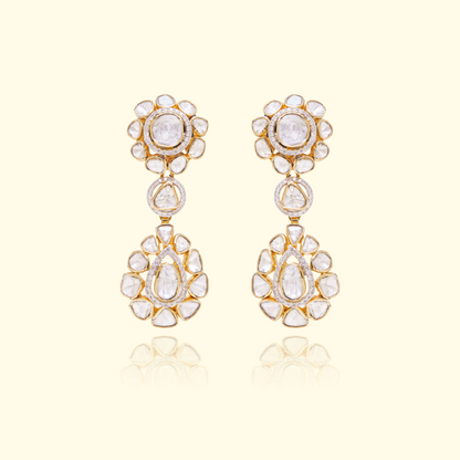 Dual Flower Drop Earrings