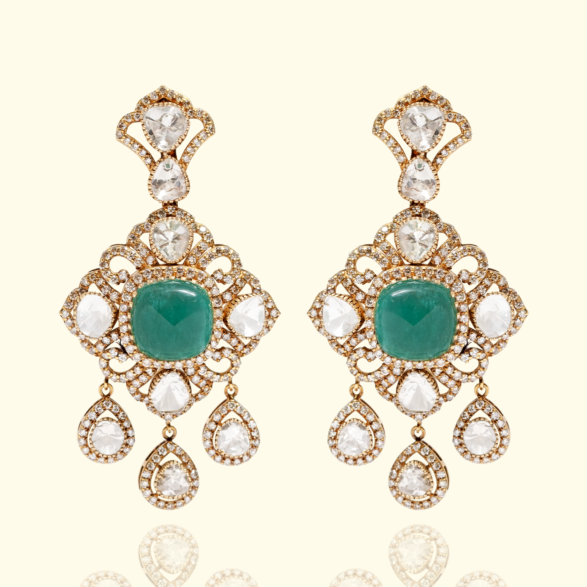 Naaz Polki Emerald Earrings
