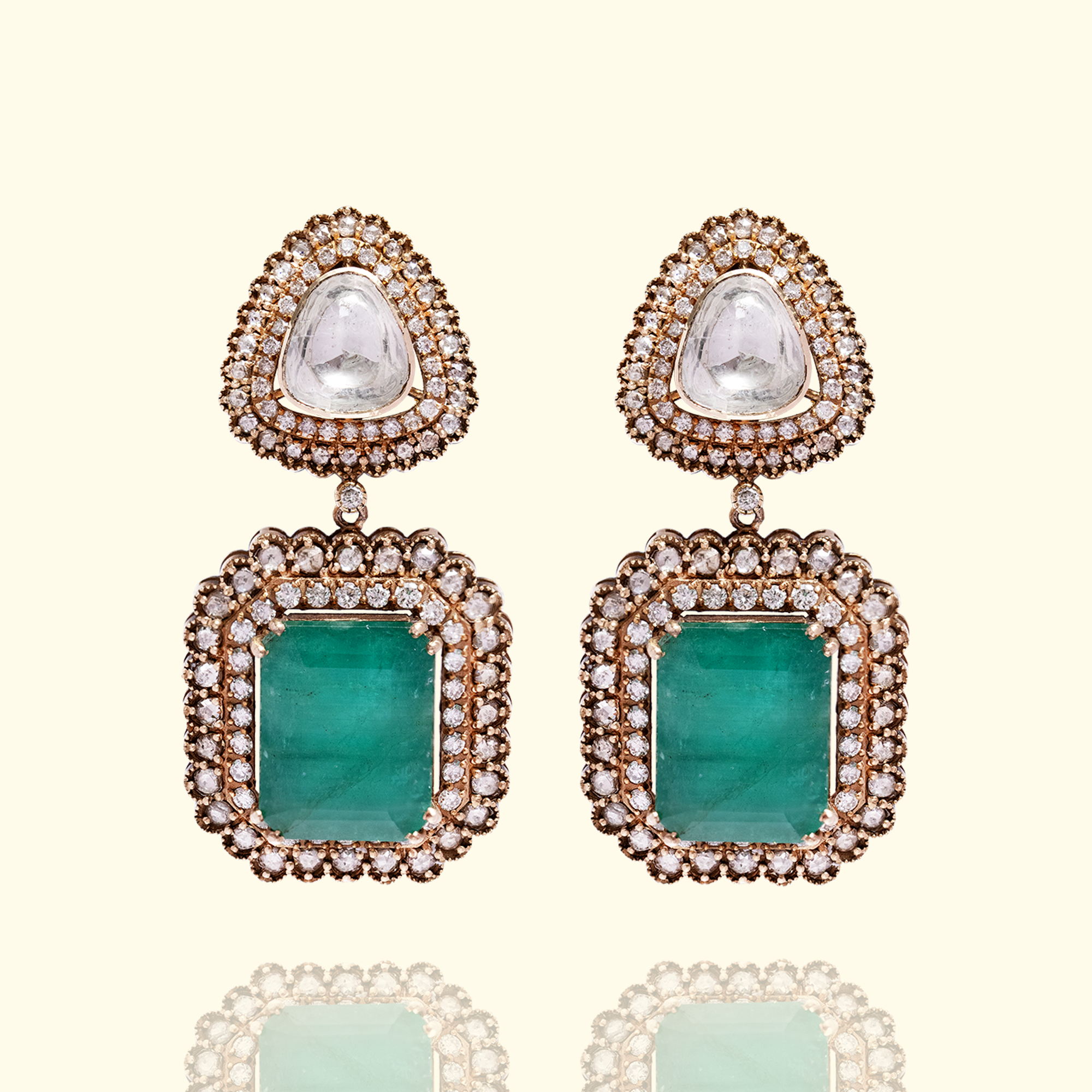 Zehreen Polki Emerald Earrings