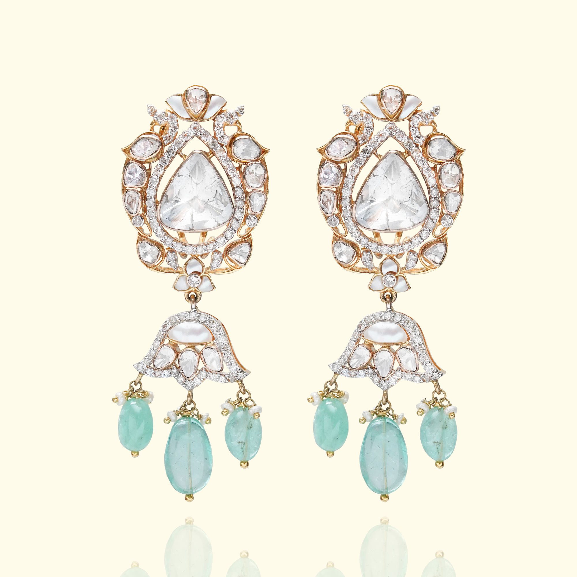 Malika Polki Emerald Earrings