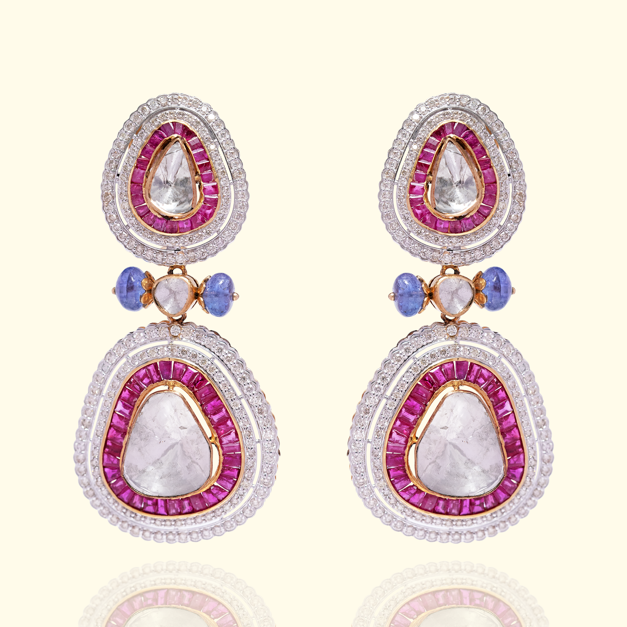 Gulmira Noor Polki Ruby Earrings