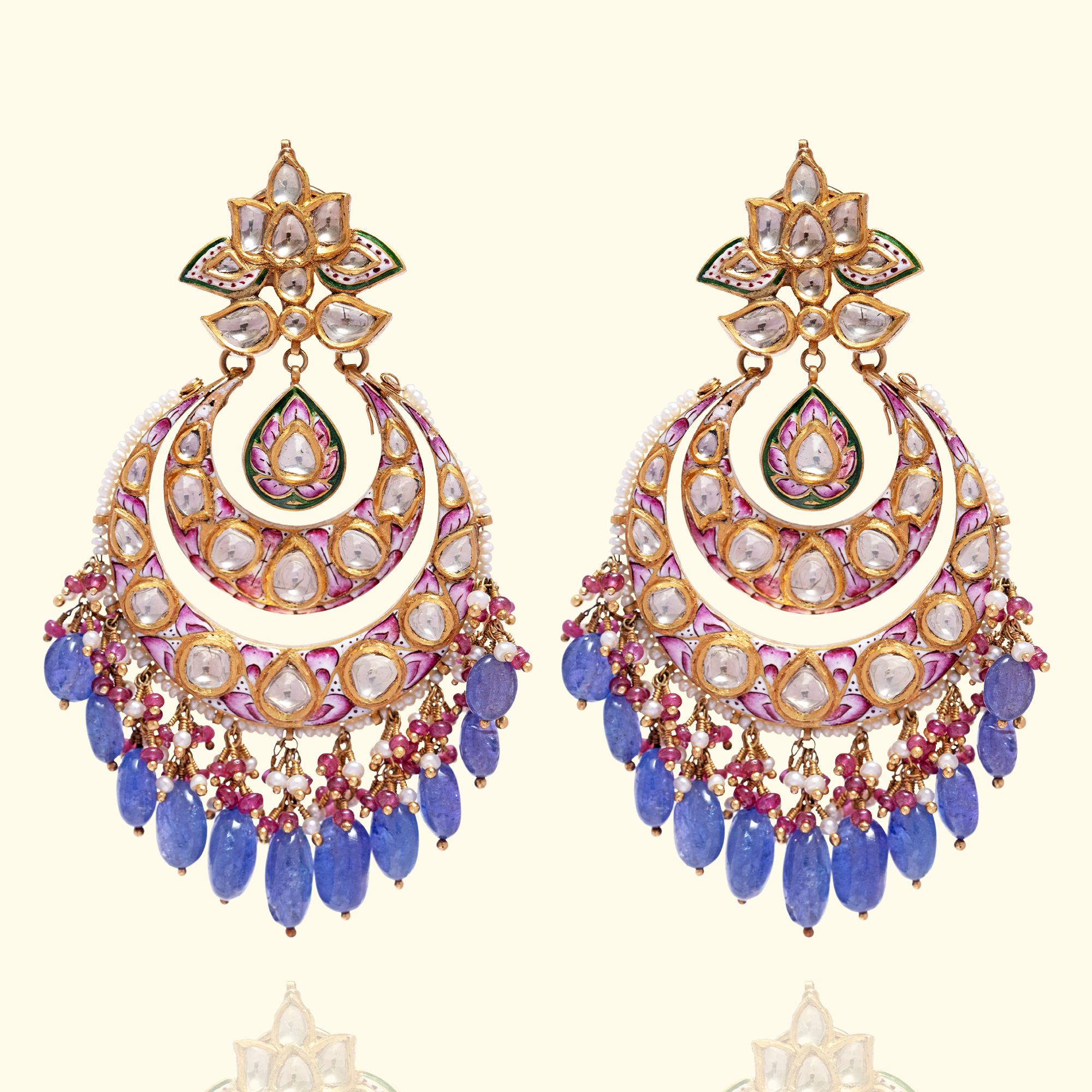 Chitrika Polki Tanzanite Chandbalis