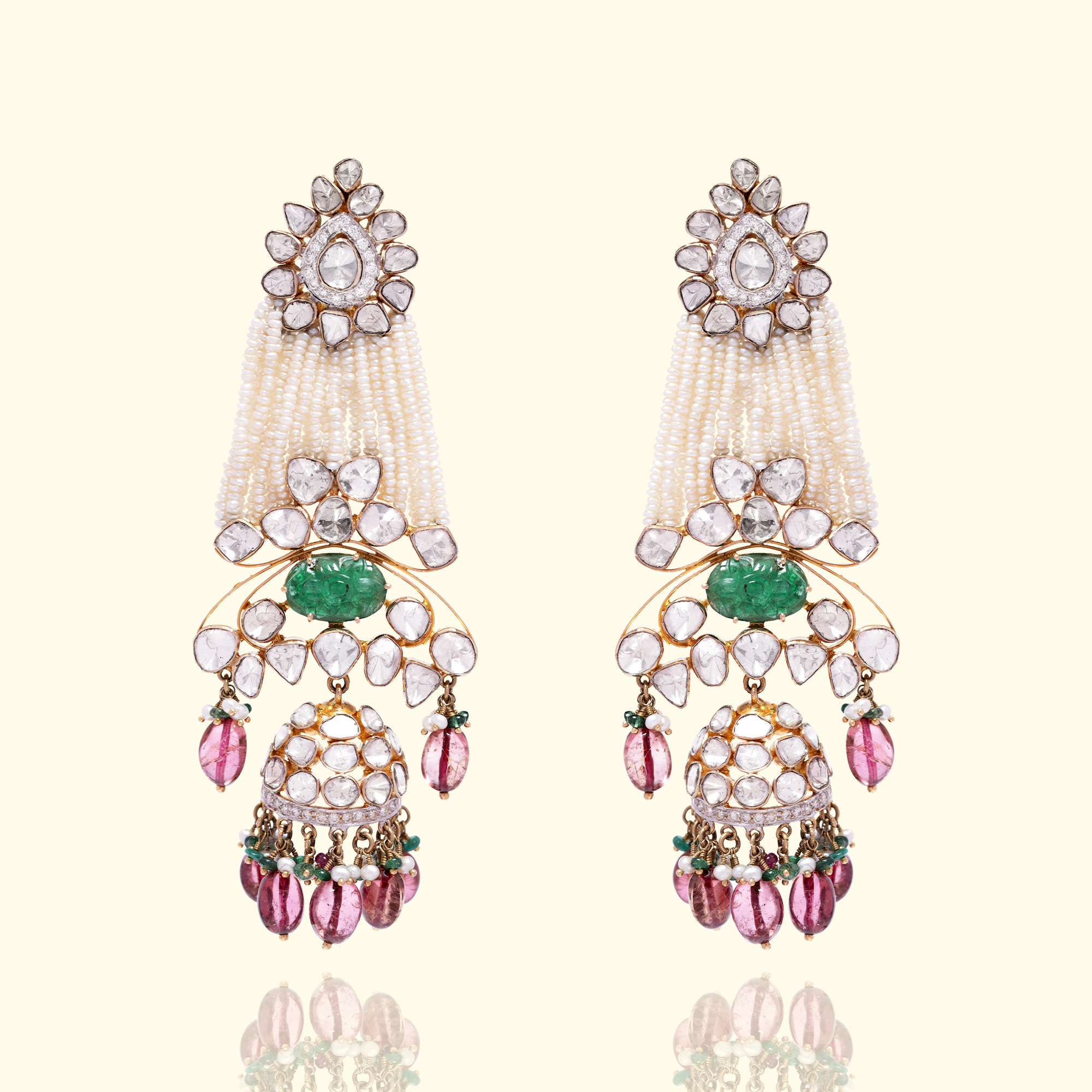 Sadagi Polki Emerald Tourmaline Earrings