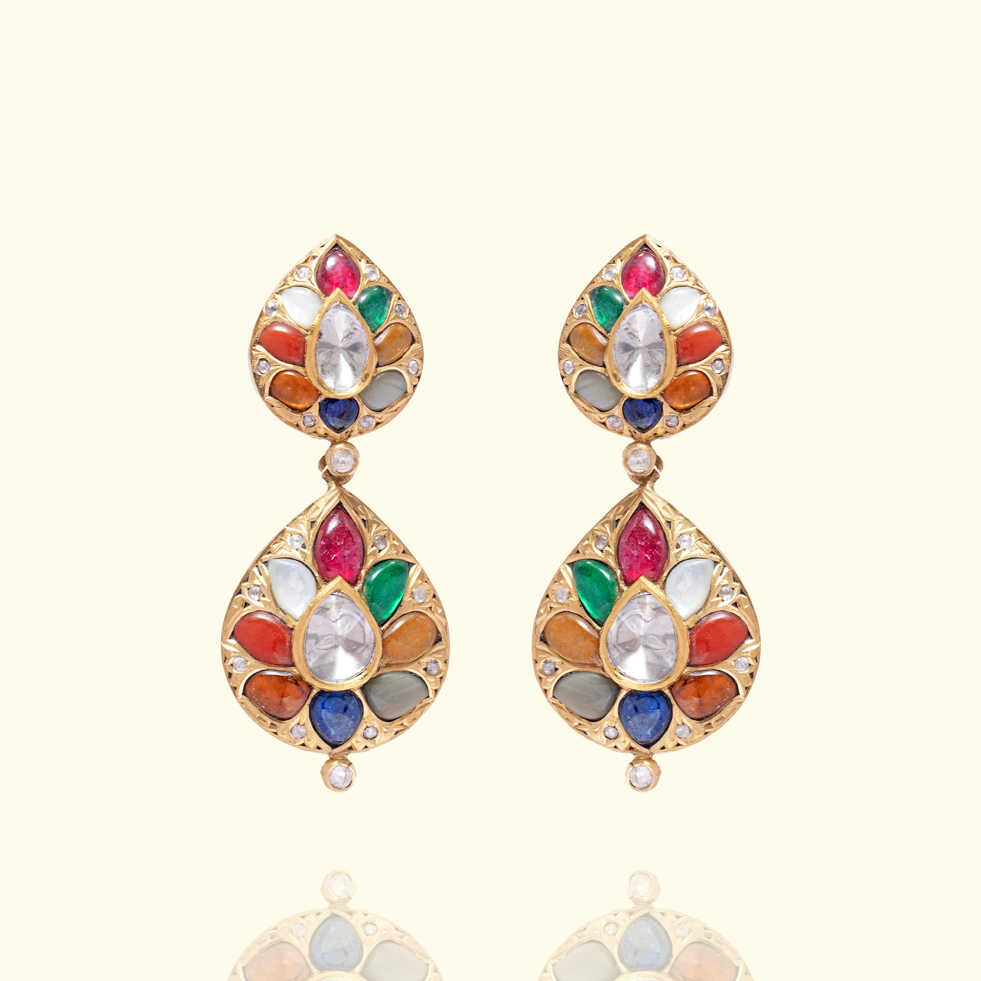 Nau Rang Polki Earrings