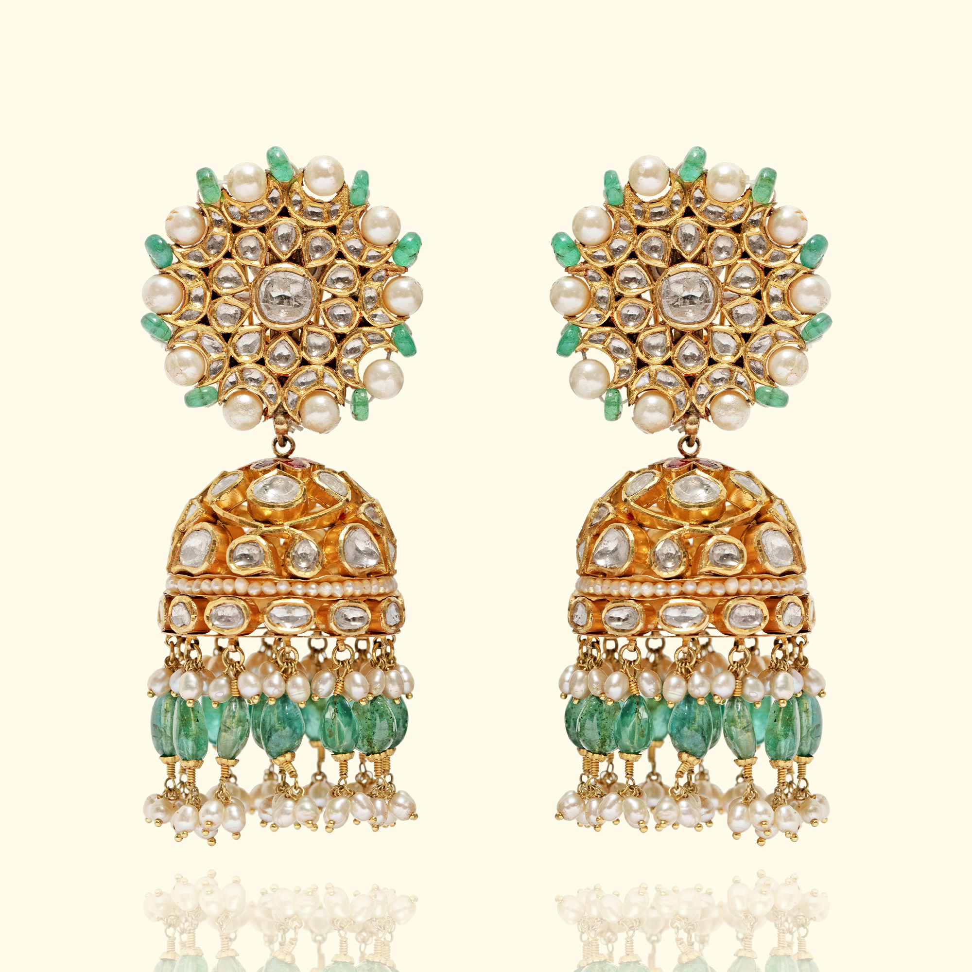 Noorin Polki Emerald Jhumkas