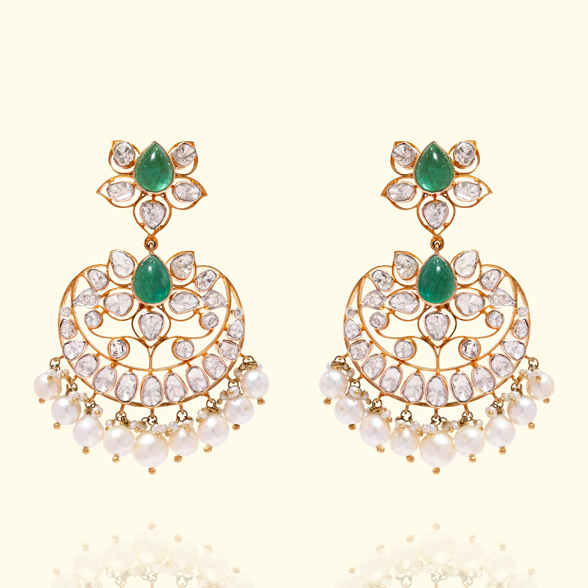 Barkha Polki Emerald Chandbalis