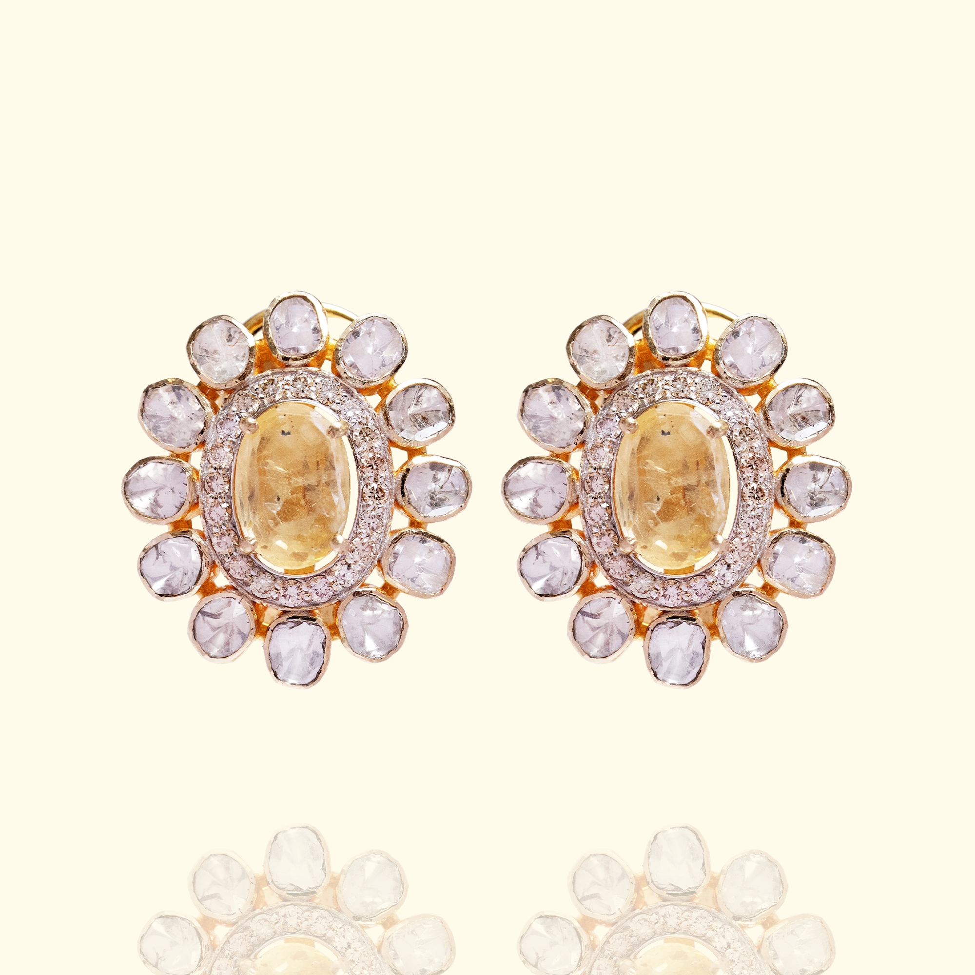 Kanika Polki Yellow Sapphire Earrings