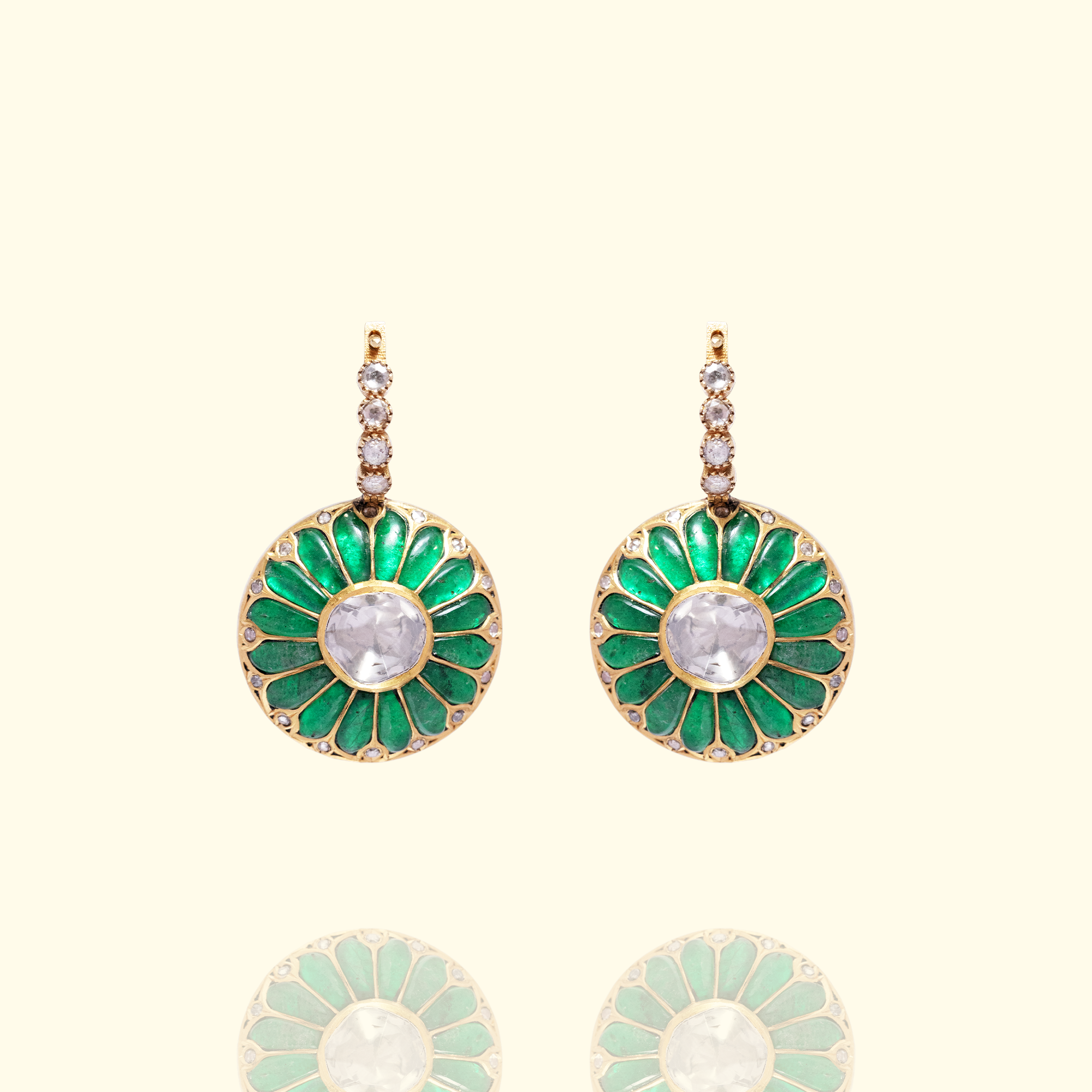 Panna Reversible Polki Emerald Earrings