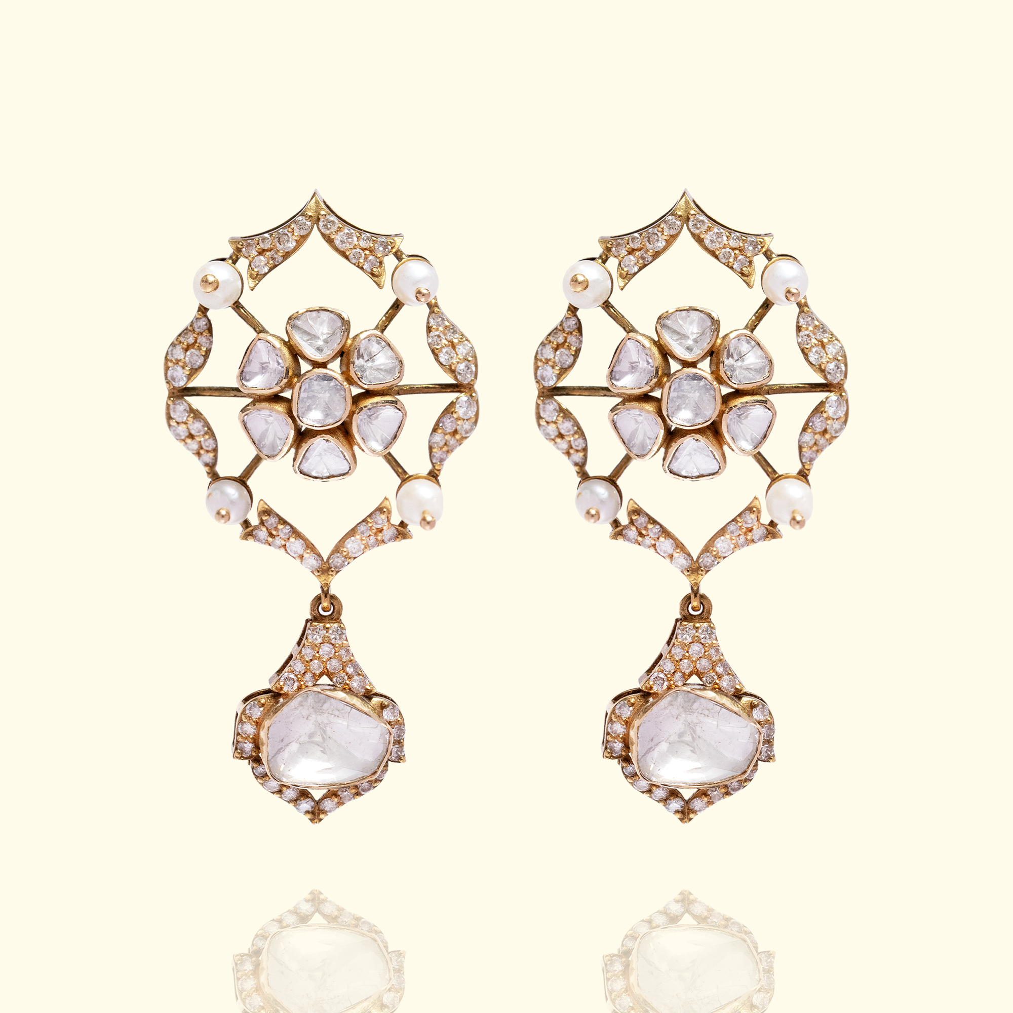 Pirohi Jaali Polki Drop Earrings