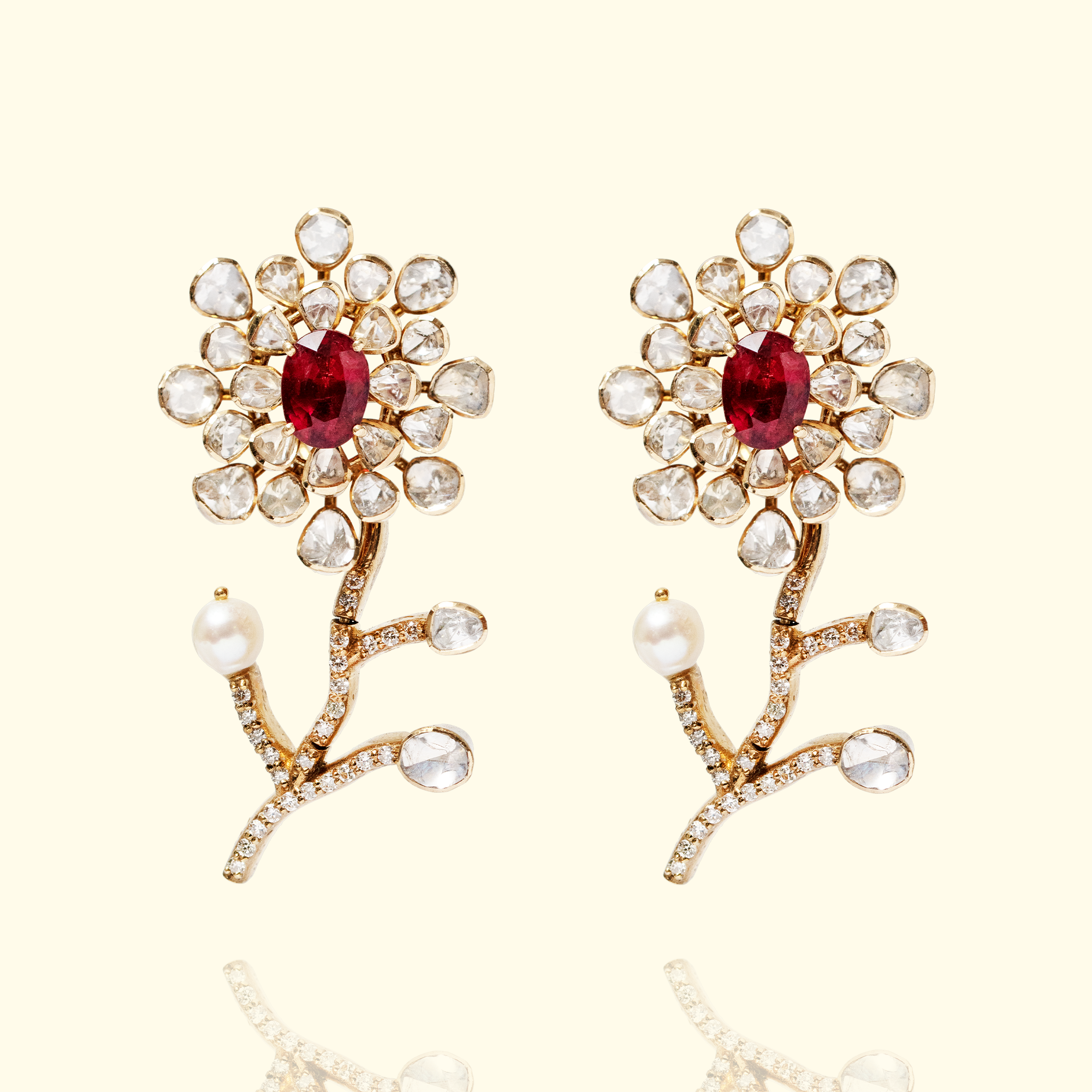 Sahar Polki Rubilite Earrings