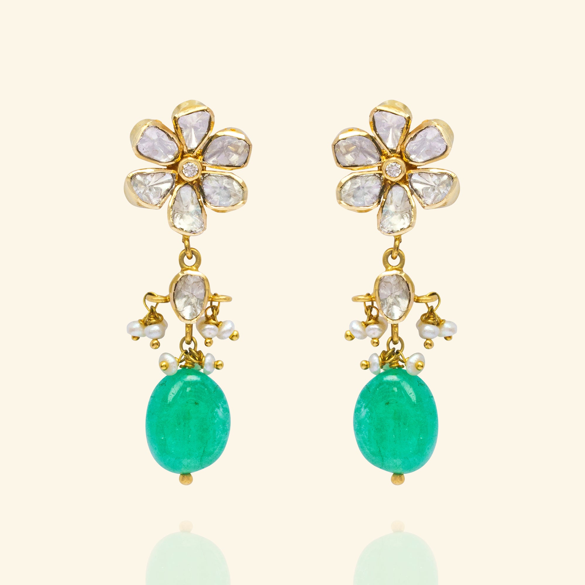 Aima Emerald Polki Earrings