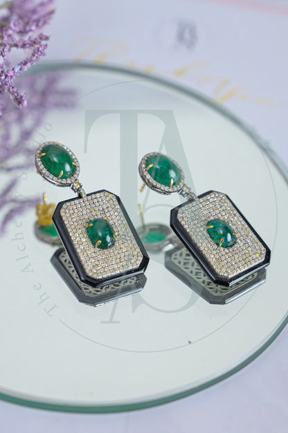 Zane Emerald and Black Onyx Earrings