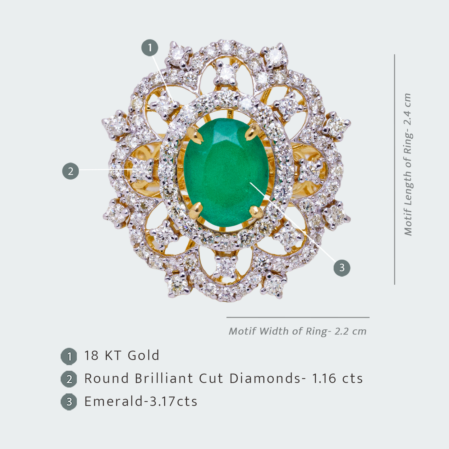 Gilded Emerald Diamond Ring