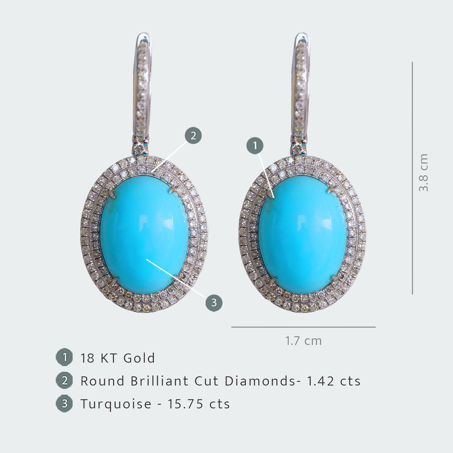 Grande oval Turquoise and Diamond Earrings