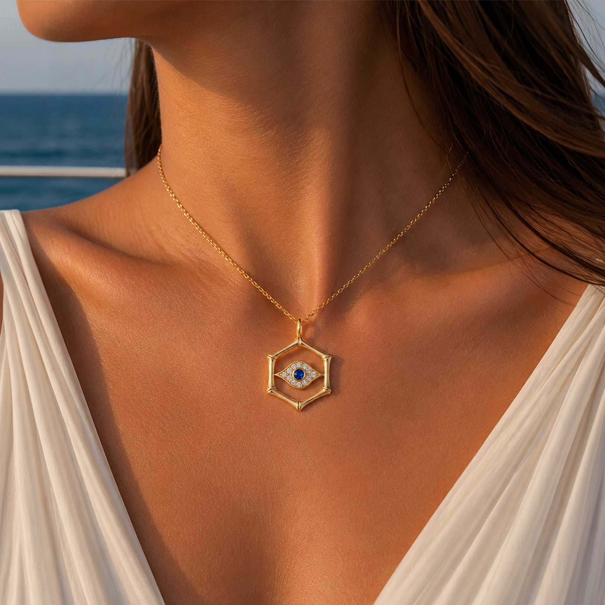 Guiding Light Diamond Blue Sapphire Necklace