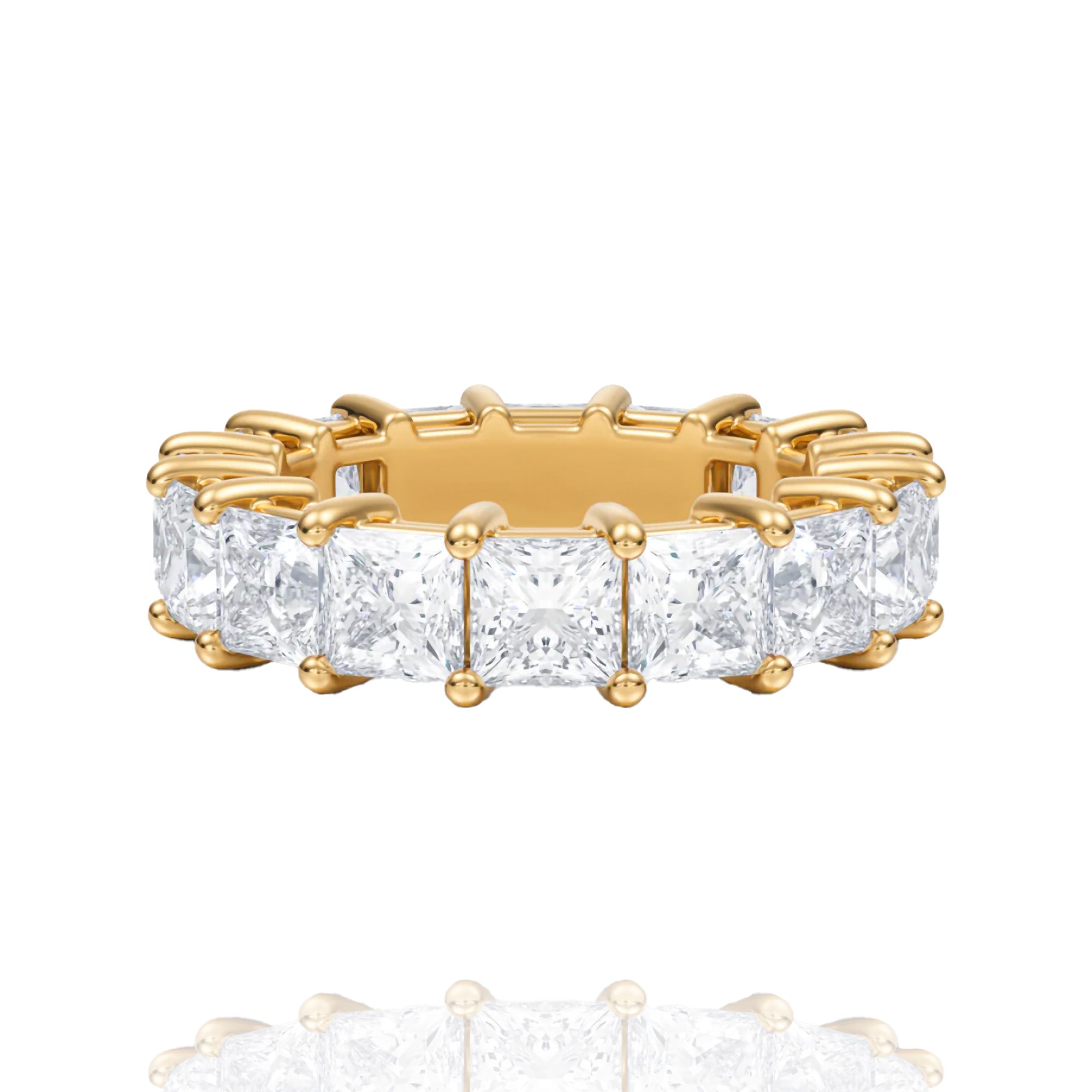 classic princess lab grown solitaire eternity band